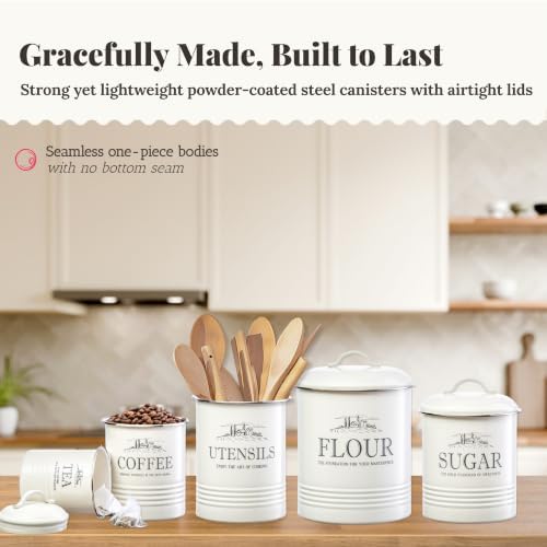 5-Piece Farmhouse Kitchen Canister Sets for Kitchen Counter