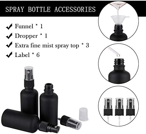 2oz Frosted Black Glass Spray Bottles for Essential Oils, Set of 3 - Image 6