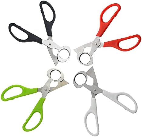 24 Pack Stainless Steel Quail and Pigeon Egg Cutter Scissors Tool for Home Kitchen (Four Colors: Black, White, Red, Green) with ABS Plastic Handle