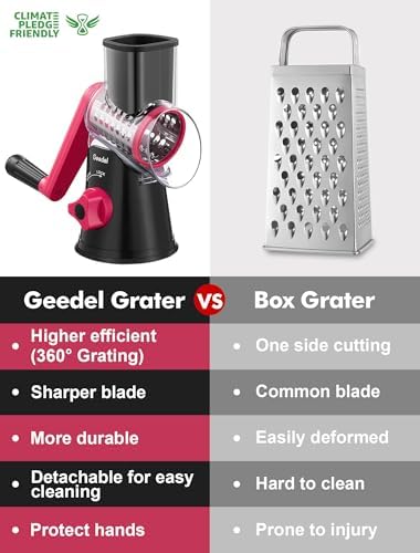 Rotary Cheese Grater Hand Crank, Cheese Shredder Vegetable Slicer