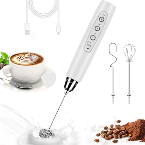 Milk Frother Wand Rechargeable Handheld Whisk Coffee 3 Speed Adjustable by BSRGMS