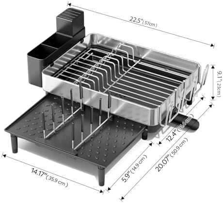Expandable Dish Drying Rack, Stainless Steel, Large Capacity
