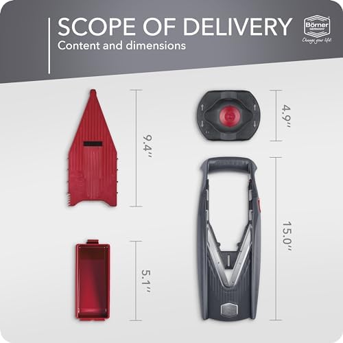 Börner Manodline Slicer Vital (Basic Set) • Vital Vegetable Slicer with V-Blade • Mandoline with Dressing Function • Vegetable Slicer for Vegetables & Fruits • Various Thicknesses Settings - Image 6