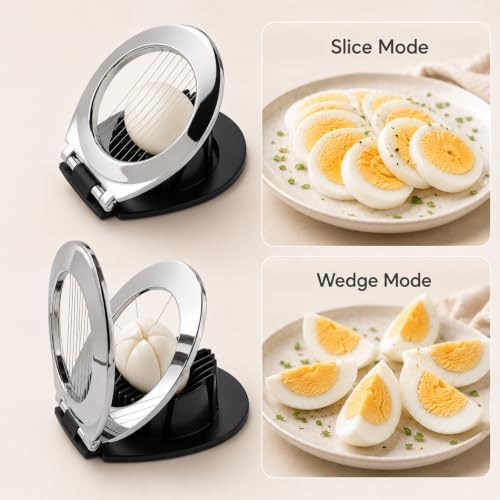 Egg Slicer for Hard Boiled Eggs, Heavy Duty Egg Cutter with 3 Slicing Styles, Dishwasher Safe Stainless Steel Cutting Wires, Ideal for Strawberries, Mushrooms & Soft Fruits - Image 3