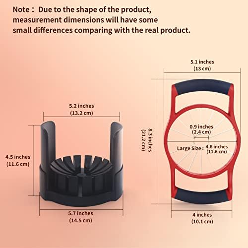 Apple Slicer and Corer, [Large Size] 16-Blade Heavy Duty Apple Cutter with Base, [Upgraded] Cut Apples All The Way Through, Stainless Steel Ultra-Sharp Blade, Fruit & Vegetable Divider, Red