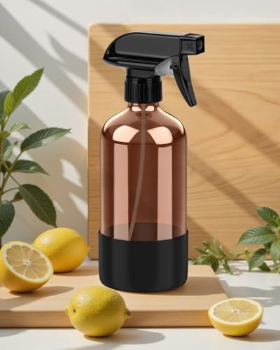 Bontip Amber Glass Spray Bottle, 16 oz with Black Silicone Sleeve, 3 Pack - Image 6