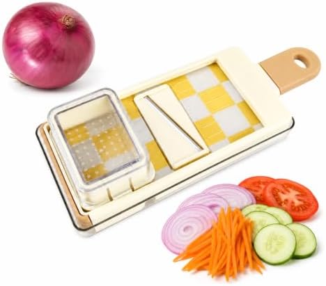 4-in-1 Mandoline Slicer, Handheld Veggie Cutter with Food Box & Guard