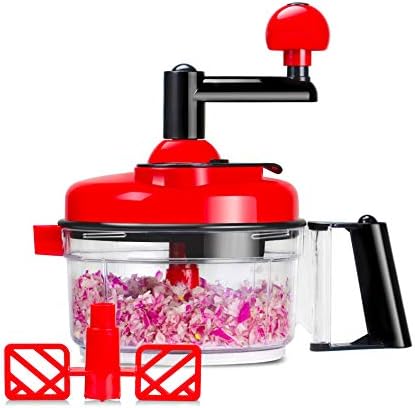 Cambom Manual Food Chopper Vegetable Chopper Hand Food Processor, Mixer, Blender, Whipper, Egg White Separator, Mincer, Grinder, Dicer with Clear Container 1200ml BPA Free Strong by Cambom