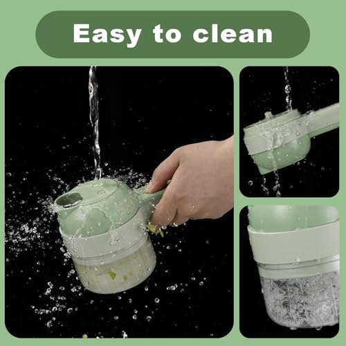 Multi-Functional Portable Wireless Vegetable Chopper - 4-in-1 Electric Food Processor for Chopping, Slicing, Grating & Whipping, with Cleaning Brush and Charging Cable - Image 7