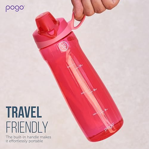Pogo BPA-Free Plastic Water Bottle with Chug Lid, Pink, 40 oz. - Image 5