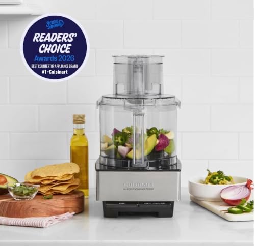 Food Processor, 14-Cup Vegetable Food Chopper for Mincing, Dicing, Shredding, Puree & Kneading Dough, 720-Watt Motor, Stainless Steel, DFP-14BCNY