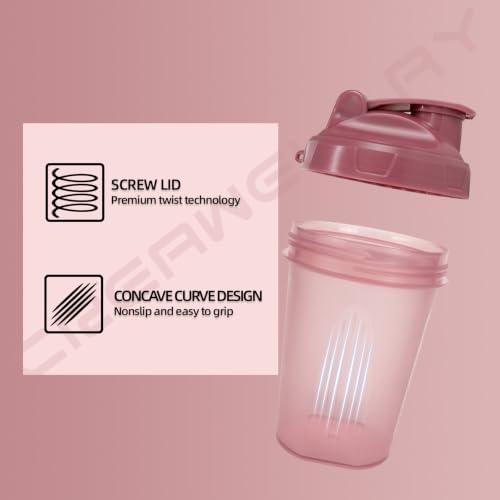 2 Pack Shaker Bottles for Protein Mixes, 17 oz Small Protein Shaker Bottle with Handle, Gym Shaker Cups with Blending Ball for Pre Workout, BPA-Free & Dishwasher Safe (Blue, Pink) - Image 3