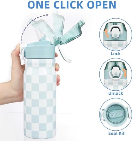 BJPKPK 18 oz Water Bottle with Straw & Handle, Insulated Stainless Flask - Image 3