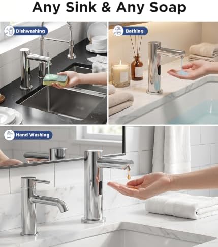 Automatic Touchless Soap Dispenser for Kitchen Sink, 33.8 oz Bottle, Silver