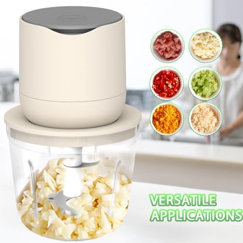 Electric Garlic Chopper, 600ML GLASS Food Processor Cordless