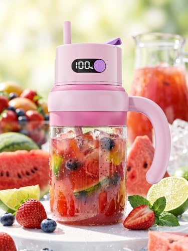 Portable Juicer Blender Cup, USB-C Rechargeable, Pink by Unknown