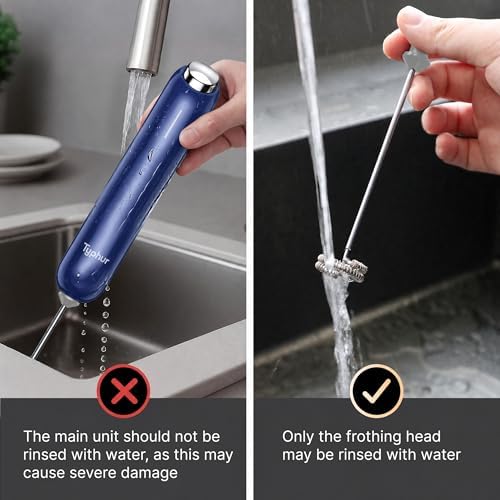 InstaWhisk Milk Frother with Variable Speed, Rechargeable Coffee Frother Wand with Detachable Double Whisk, Handheld Electric Stirrer for Latte, Cappuccino, Matcha, Almond Milk, Protein, Navy Blue - Image 5