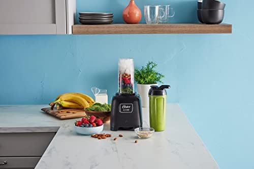Oster Personal Blender for Shakes, Smoothies, and Single Serve Portable Cups with 2 20-ounce On-the-Go Spill Proof Cups and Lids, BPA-Free & Dishwasher-Safe, Black - Image 2