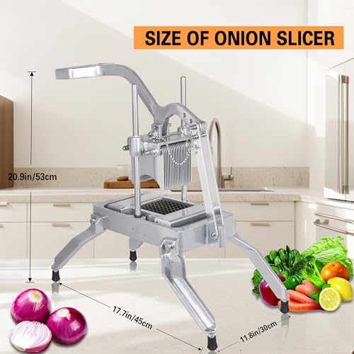 Hakka Commercial Onion Slicer, Vegetable Fruit Cutter with 3/16" & 1/4" Blades Heavy Duty Onion Cutter Stainless Steel Removable and Replaceable Kattex Chopper Tomato Slicer, Sliver - Image 4