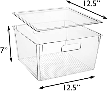 Plastic Storage Bins with Lids, Pantry Organizer, XL, 8 Pack