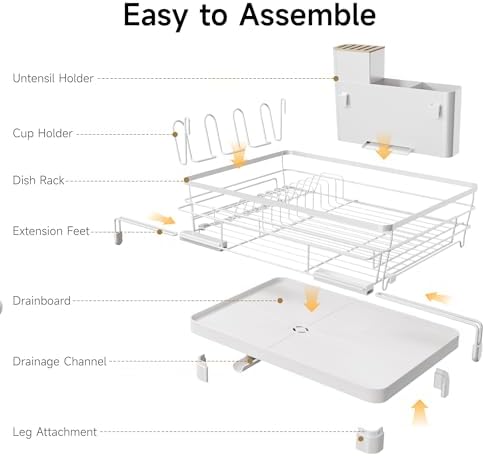 Expandable Dish Drying Rack for Kitchen Counter Dish Strainer Over the Sink