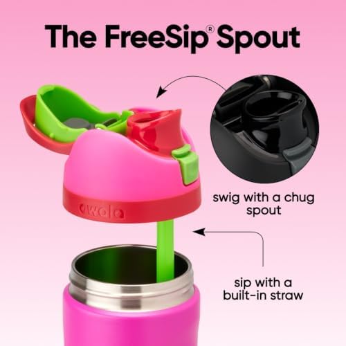 Owala FreeSip Kids Stainless Steel Water Bottle 16 oz All the Berries