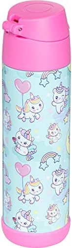 Insulated Kids Water Bottle with Straw & Spout – Double-Wall Stainless Steel, Leakproof, Easy-Flip Lid – For School, Travel, Toddlers & Big Kids - Unicorn, 17oz