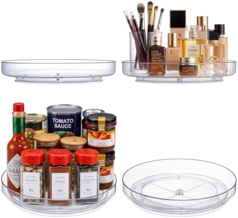 4 Pack 9 Inch Clear Acrylic Lazy Susan 360° Turntable Organizer Spice Rack