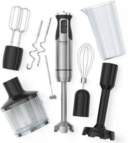 MuellerLiving Immersion Hand Blender - Full Set 7 Attachments, 8 speed by Mueller