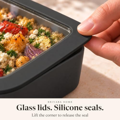 Glass Food Storage Containers with Lids, 20-Piece Set, Onyx