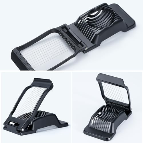 Egg Slicer for Hard Boiled Eggs & Strawberry Soft Foods, Heavy Duty, Black - Image 7