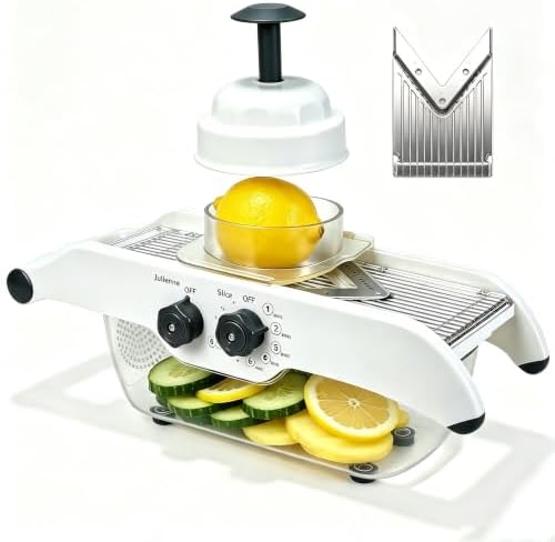 5-Speed Adjustable Manual Lemon Slicer with Hand Guard, Container & Blade by CiCixixi
