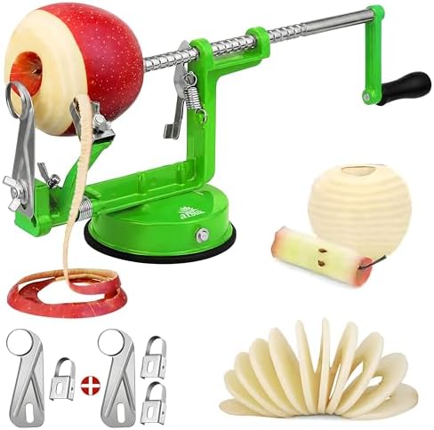 Apple Peeler - 3 in 1 Fruit Corer Cutter and Peeling Machine for Kitchen - Stainless Steel Apples Peelers & Cutters Tool - Easy to Peel and Spiralizer