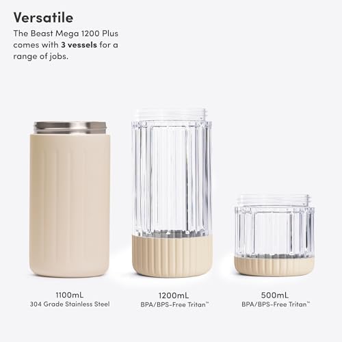 Beast Mega 1200 Stainless Steel Countertop Blender, Sand, 1200W - Image 4