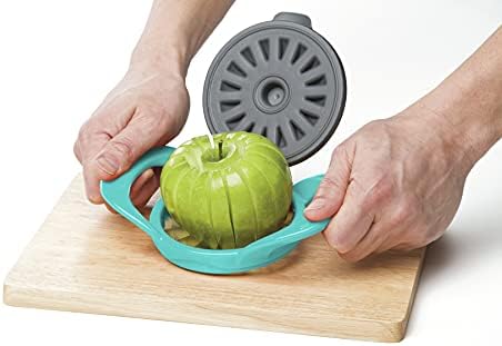 PrepWorks by Dishwasher Safe 16-Slice Thin Apple Slicer and Corer with Attached Safety Cover (Turquoise)