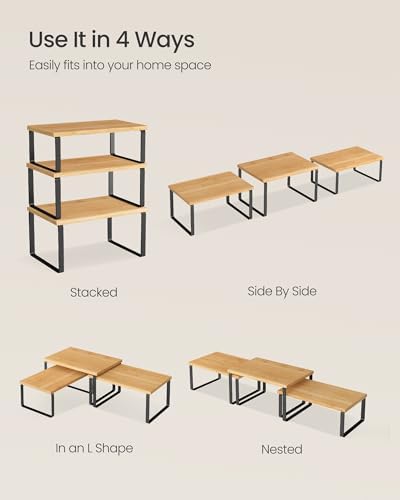 Cabinet Organizer Shelf, Set of 3 Spice Rack, Kitchen Storage