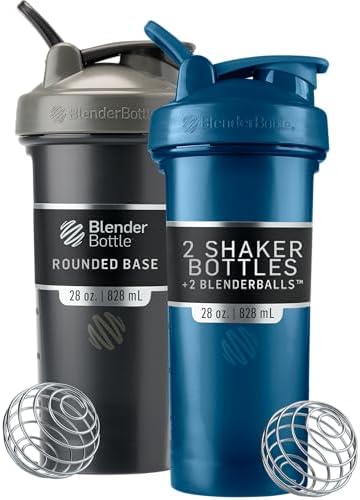 Classic V2 Plastic Shaker Bottle 28 oz Black & Navy, 2-Pack