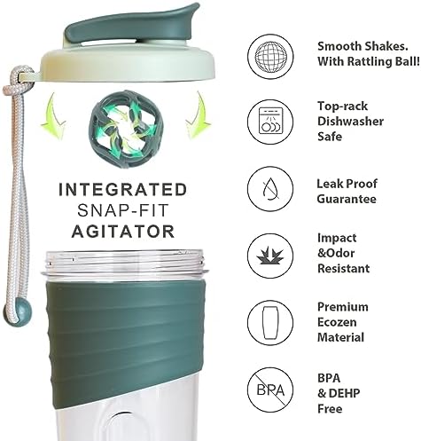 Protein Shaker Bottle 24oz – Teal Transparent Tritan with Measurement Scale, Silicone Grip & Teal Shaker Ball – Perfect for Protein Shakes, Smoothies, and Supplements - Image 2