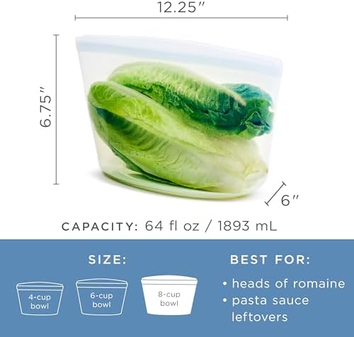 Premium Reusable Silicone Leak-Free Food Storage Bowl, Clear, 8-Cup