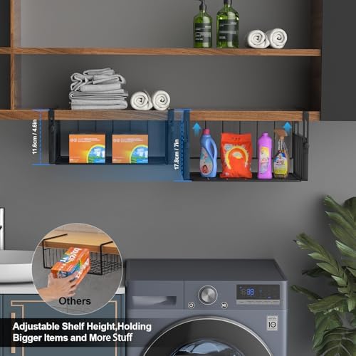 2Pack Under Shelf Storage Basket Organizer, Black