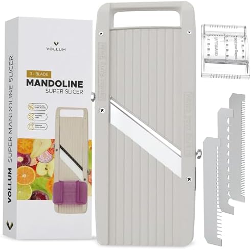 Vollum Wide Japanese Mandoline Slicer for Kitchen – Professional Slicer Vegetable Cutter with Interchangeable Stainless Steel Blades – Food Manual Slicer Handheld Mandoline Slicer by Vollum