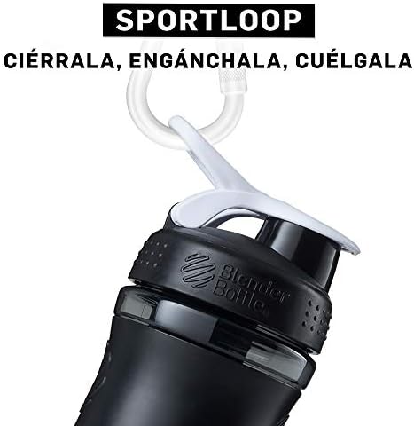 BlenderBottle SportMixer Tritan Grip Shaker Bottle, Transparent Black/White, 28-Ounce - Image 2