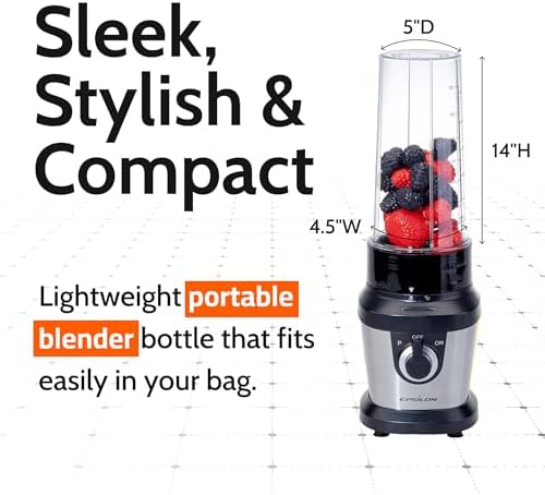 Portable blender for Shakes and Smoothies – 400W Personal Blender with 24oz Portable Bottle, Electric Personal Blender Bottle with 4-Blade Assembly, Travel-Friendly and BPA-Free