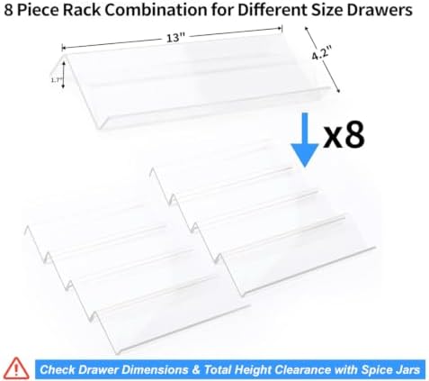 Clear Spice Drawer Organizer, 4 Tier - 2 Set Acrylic Seasoning Rack