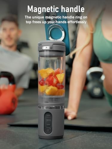 RITUS VORTEX Pro Portable Blender,Personal Blender w/Removable Vessel-for-Smoothies Blend Ice Crush 3 Programs,Cordless 20oz BPA Free Vessel Magnetic-Ring Dishwasher Safe, Leakproof，Grey - Image 3