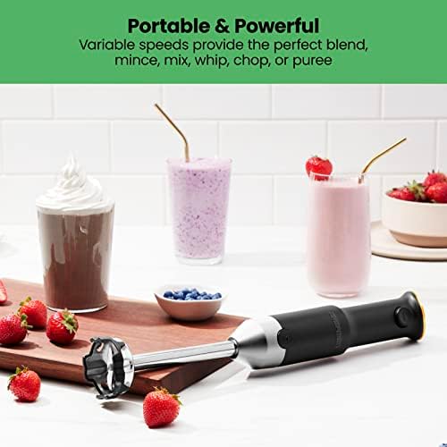 Chefman Cordless Power Portable Immersion Blender, Ice Crushing Power with One-Touch Speed Control, USB Charging, Quickly Mixes Smoothies, Purees Soups, Dips, Sauces, Storage Case, Stainless Steel - Image 3