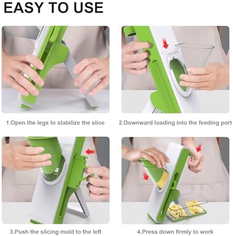 Mandoline Slicer Safe Multifunctional Dicer Adjustable Commercial Slicer Machine Stainless Steel Chopper (White Green) - Image 4