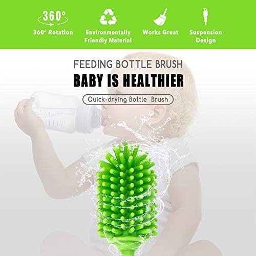 Silicone Bottle Brush with Long Handle, 12.5" Water Bottle Cleaner, Green - Image 6