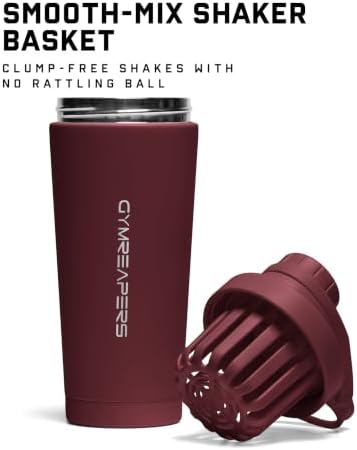 Gymreapers Stainless Steel Protein Shaker Bottle - Double Wall Insulated, Leak Proof, BPA-Free Metal Vacuum Blender Cup For Gym, Sports, Pre & Post-Workout Cold Hydration - 26 OZ (Burgundy) - Image 3