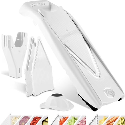 Mandoline Food Slicer V5 (Starter Set) by Reston Lloyd • V-Slicer with Food Holder • Made in Germany • Fruit & Vegetable Chopper • Multiple Settings • Color: White
